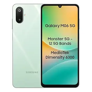 Samsung Galaxy M06 5G Mobile (Sage Green, 4GB RAM, 128GB Storage) | MediaTek Dimensity 6300 | AnTuTu 623K+ | 12 5G Bands | 25W Fast Charging | 4 Gen OS Upgrades | 50MP Camera | Without Charger